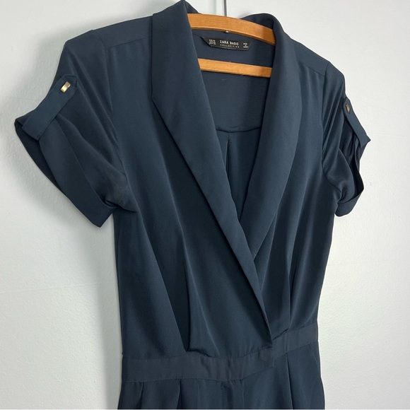 ZARA Basic Collection Navy Blue Lightweight Jumpsuit POCKETS XS Pantsuit - Picture 7 of 16